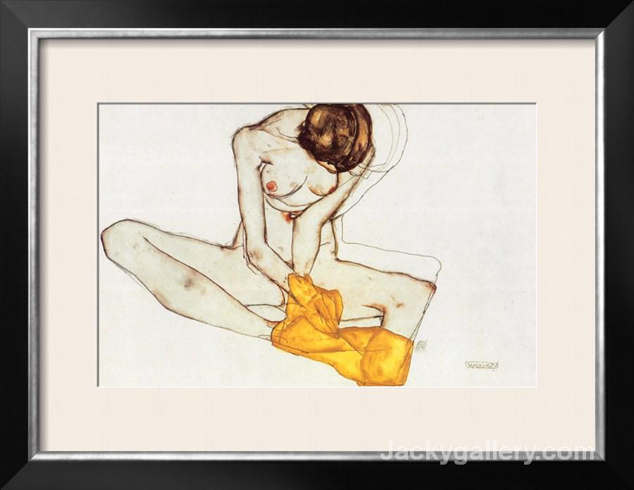 Girl with Yellow Scarf by Egon Schiele paintings reproduction